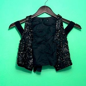 Philip Lim Black Leather Bead Vest - size small adjustable back